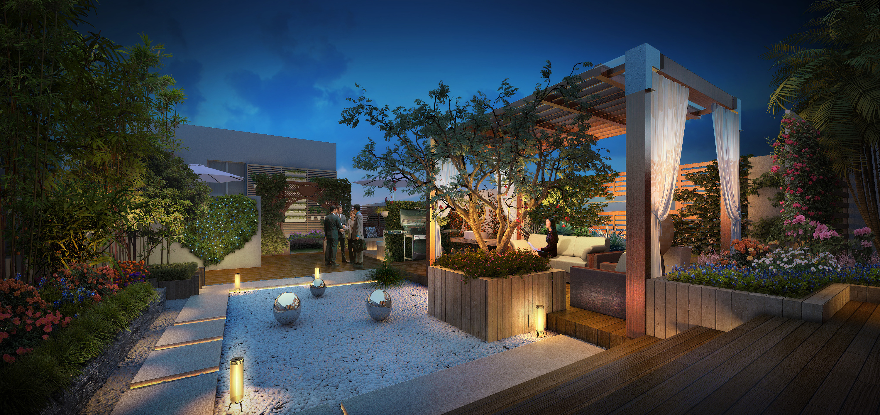 屋顶花园景观方案效果图