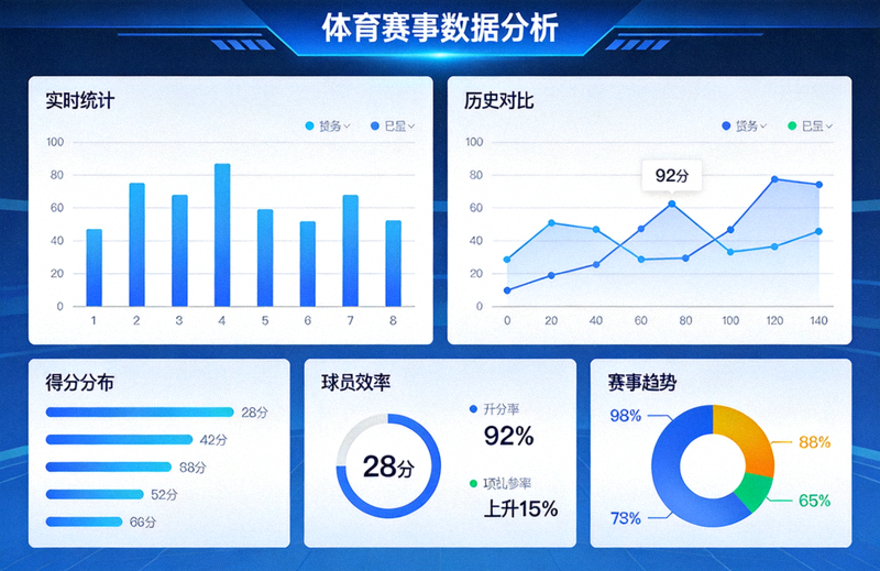 体育赛事数据分析面板与统计图表可视化展示