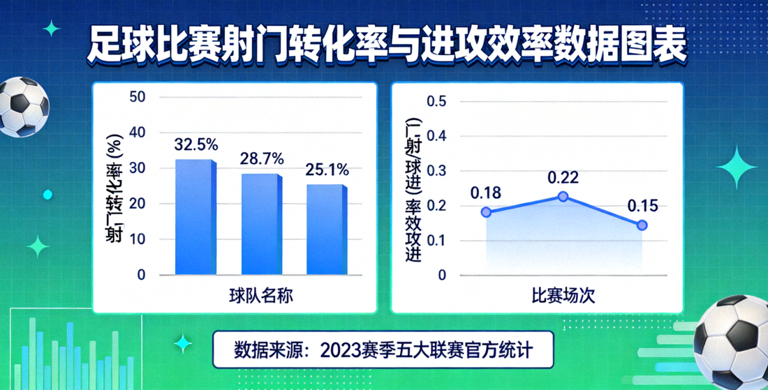 足球比赛射门转化率与进攻效率数据图表展示
