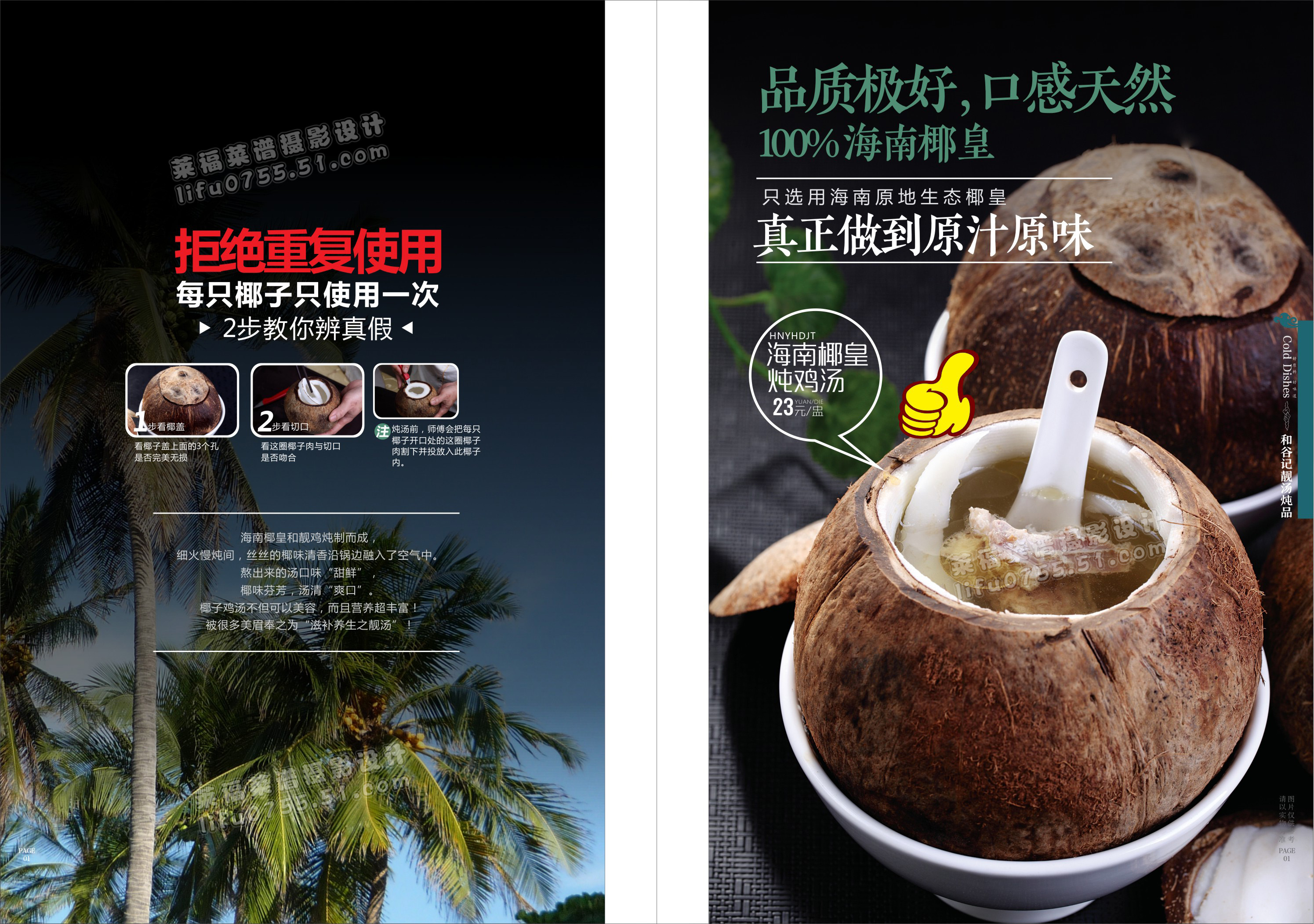 菜谱设计-和谷记椰子鸡-摄影-美食|平面|书装/画册|Esmg 
